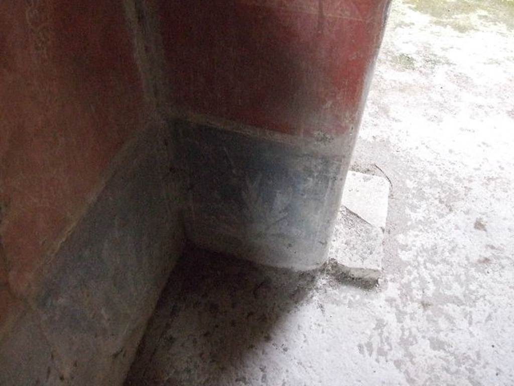 VI.16.15 Pompeii. December 2006. Room F, zoccolo with painting of plants in north-west corner.