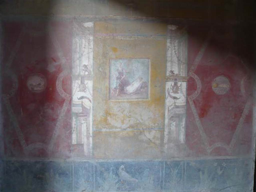 VI.16.15 Pompeii. May 2012. East wall of room F.
Photo courtesy of Buzz Ferebee.