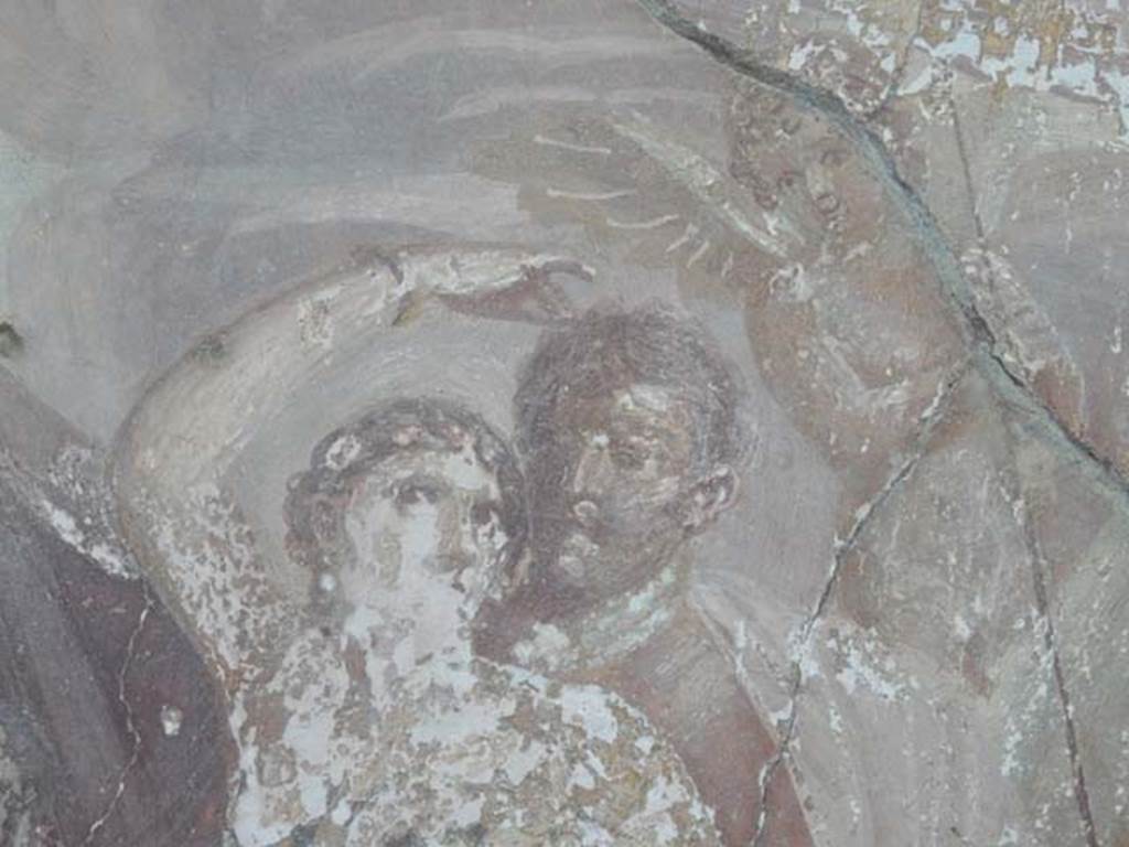VI.16.15 Pompeii. May 2015. Room G, detail from central painting on north wall.
Photo courtesy of Buzz Ferebee.