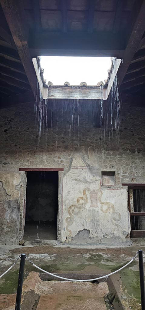 VI.16.15 Pompeii. December 2023.
Making good use of the compluvium above the impluvium. 
Photo courtesy of Miriam Colomer.