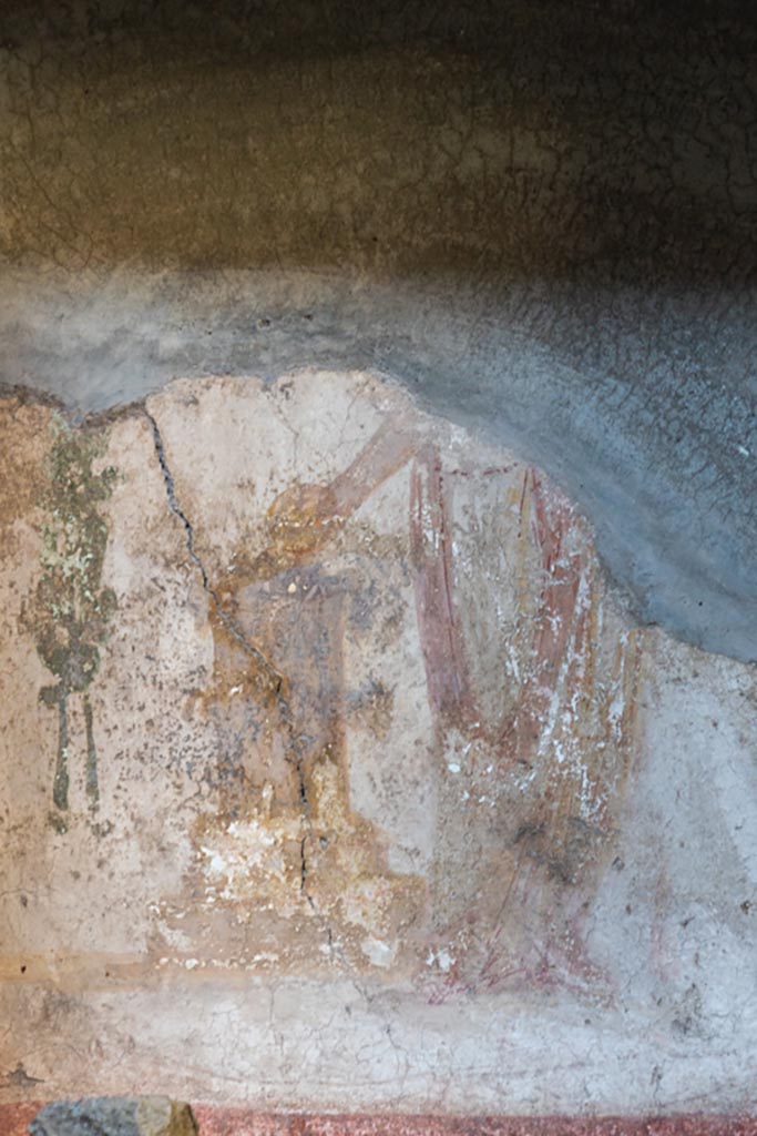 VI.16.15 Pompeii. January 2024. 
Detail of painting from lararium niche. Photo courtesy of Johannes Eber.