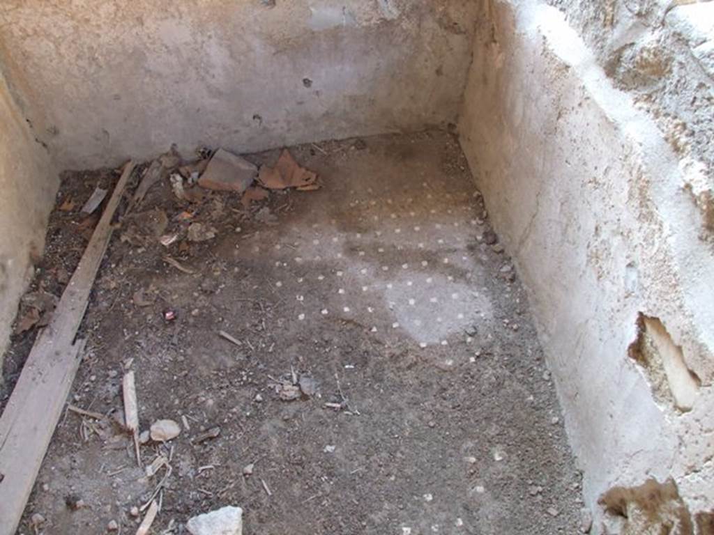 VI.16.33 Pompeii. December 2007. Decorative floor at the rear of the counter. 
According to Sogliano, the floor was of opus signinum.
See Notizie degli Scavi di Antichitŕ, 1908, (p.289)