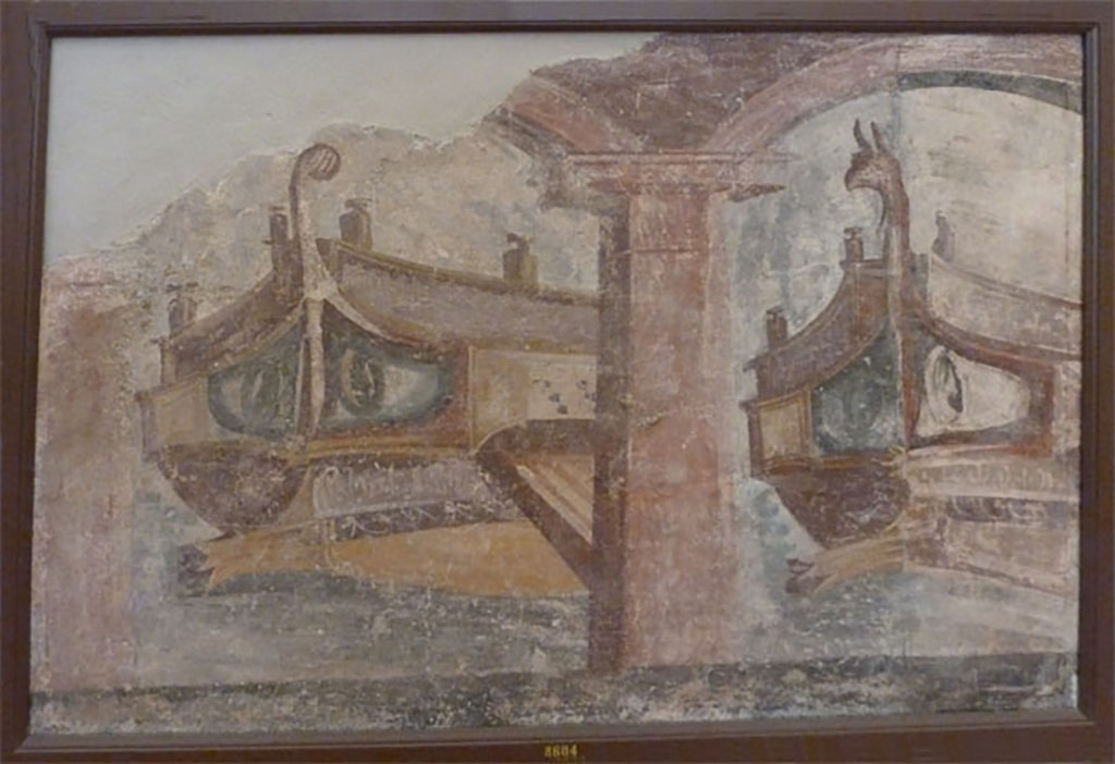 VVI.17.9-10 Pompeii. May 2010. Wall painting found 12th November 1763 (from room 8, according to La Vega plan)
Now in Naples Archaeological Museum. Inventory number 8604.