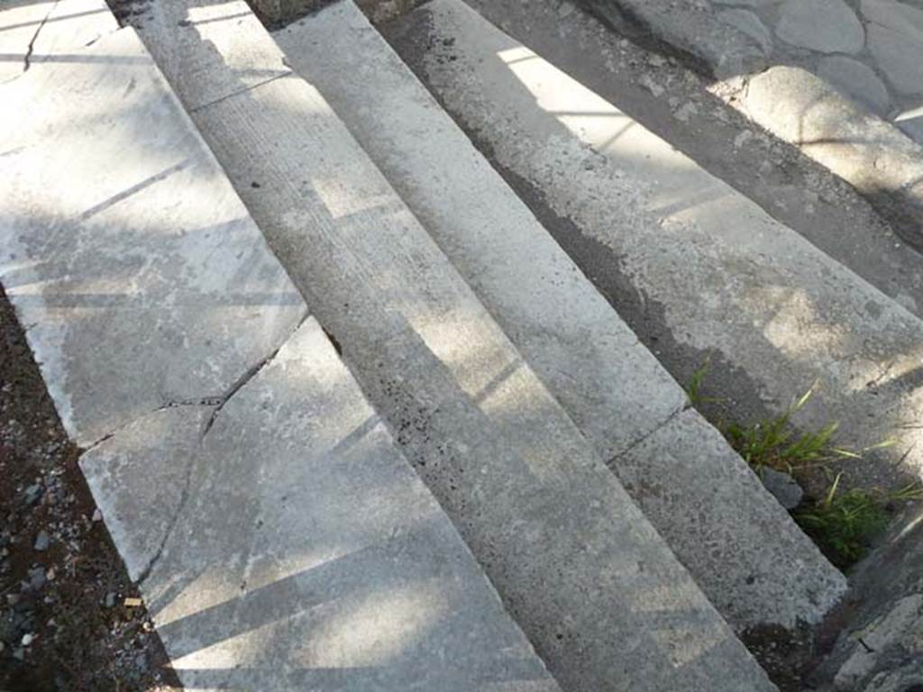 VI.17.10 Pompeii. September 2015. Entrance doorway steps down to street level.