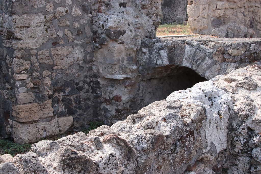 VI.17.16 Pompeii. September 2021. 
Site of kitchen, with cellars below? The doorway to the atrium of VI.17.17 is on the right. Photo courtesy of Klaus Heese.