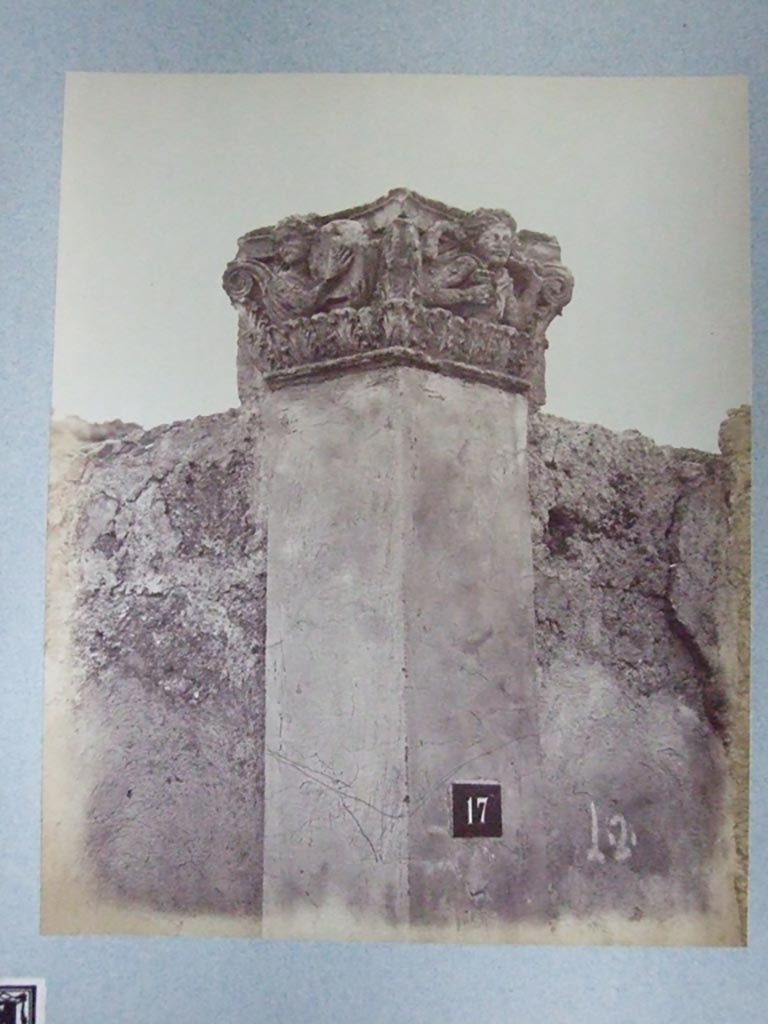 VI.17.17 Pompeii. Showing original capital on top of door pillar on south side.
(Undated photograph, Fox Collection, Courtesy of Society of Antiquaries).