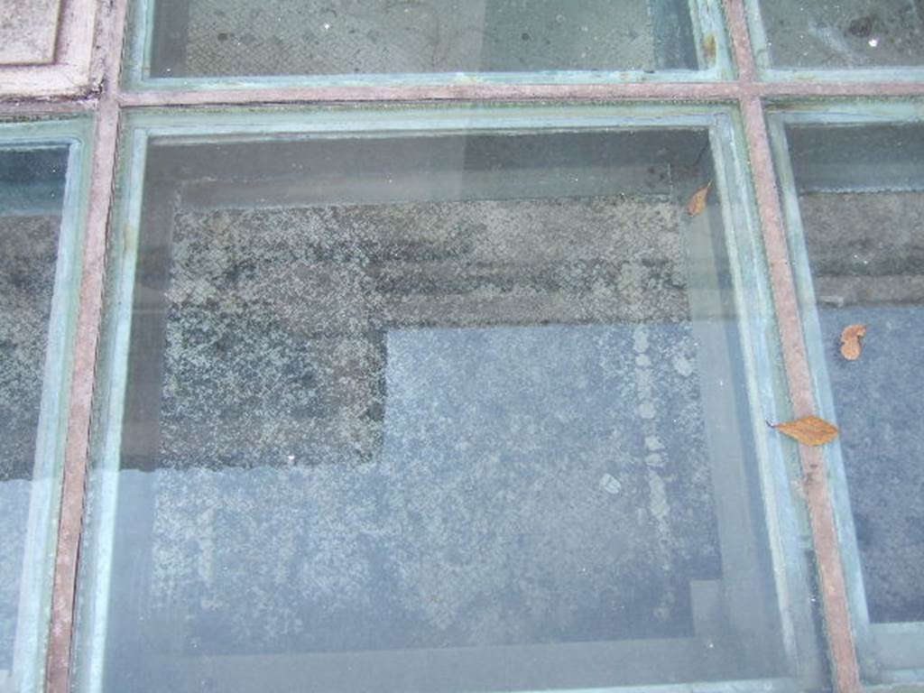 VI.17.27 Pompeii. May 2006.  Floor mosaic preserved in atrium under a raised floor.