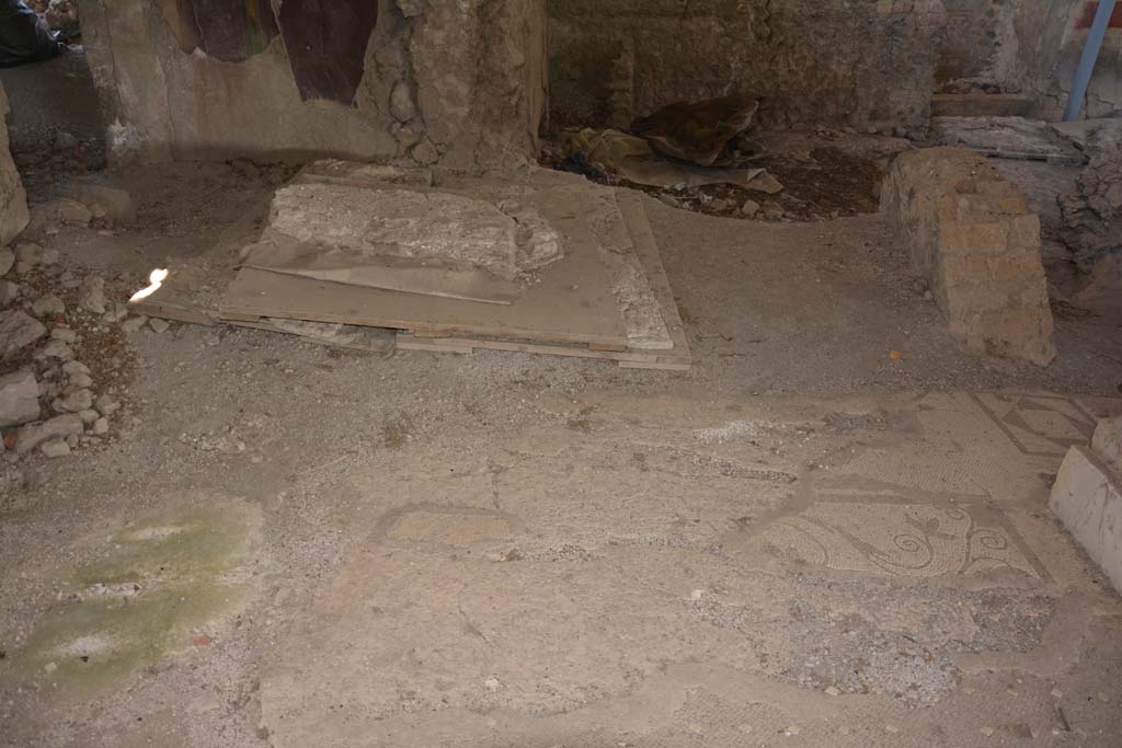 VI.17.41 Pompeii. September 2019. 
Looking north across flooring in north ala, the long decorated doorway threshold with the atrium has completely lost its central part.
Foto Annette Haug, ERC Grant 681269 DÉCOR.