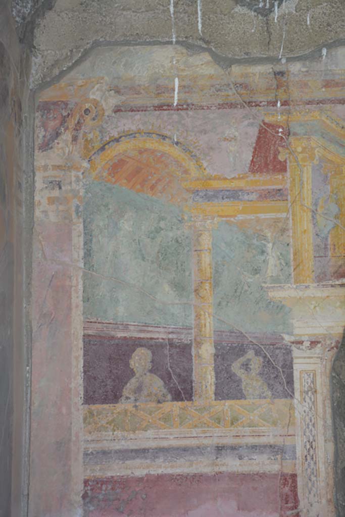 VI.17.41 Pompeii. September 2019. Cubiculum 17, detail from upper east wall at north end.
Foto Annette Haug, ERC Grant 681269 DÉCOR.