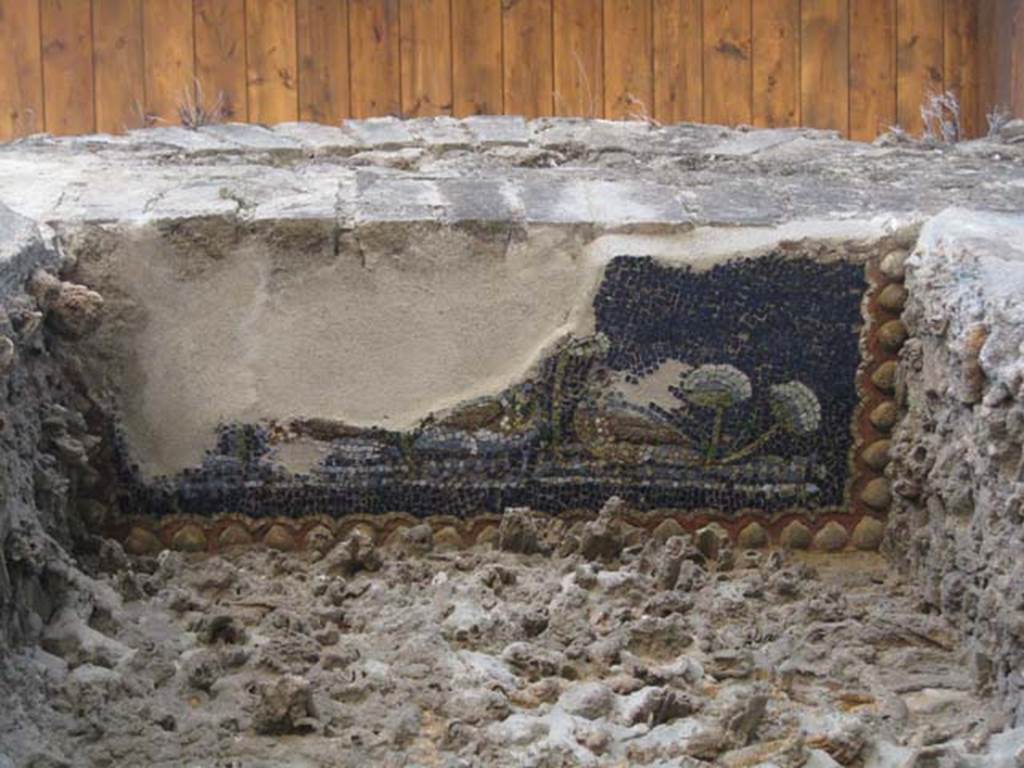 VII.1.8 Pompeii. July 2012. Nymphaeum G, west wall, mosaic at top of niche. 
Photo courtesy of Sharon M. Wolf.