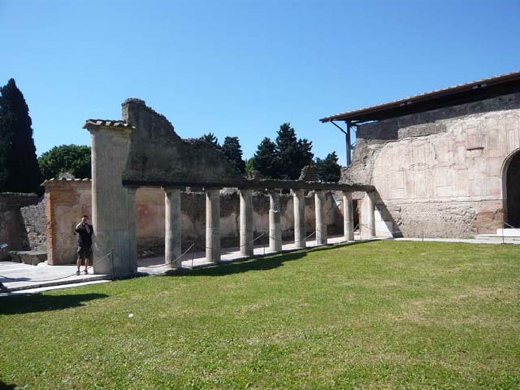 VII.1.8 Pompeii. May 2012. Looking south-west across gymnasium C towards south portico B. Photo courtesy of Buzz Ferebee.