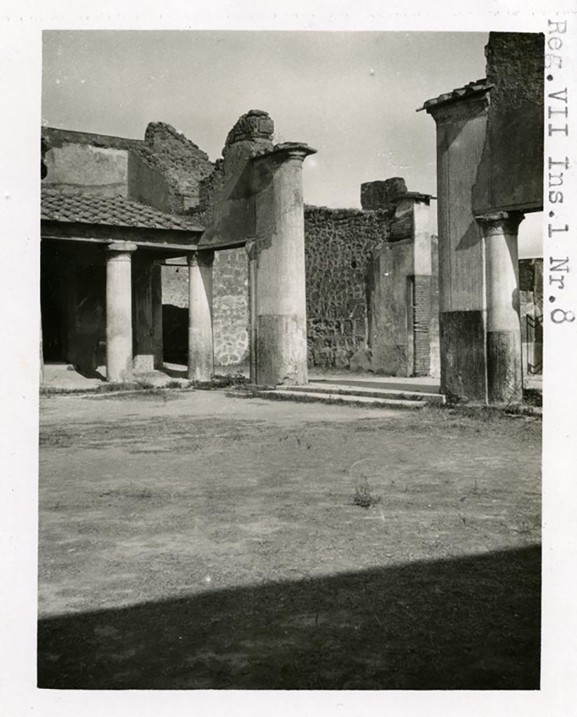 VII.1.8 Pompeii. Pre-1937-39. Looking towards the south-east corner of portico B and entrance doorway. 
Photo courtesy of American Academy in Rome, Photographic Archive. Warsher collection no. 1154.