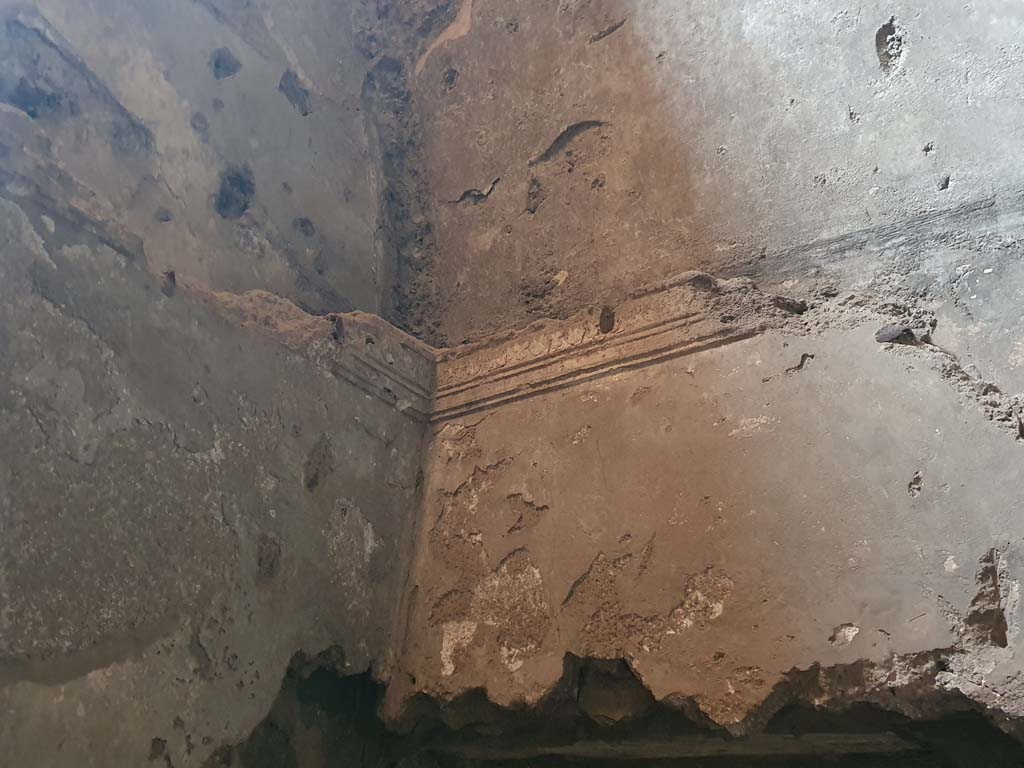 VII.1.8 Pompeii. July 2021. Tepidarium 10, detail from upper north-west corner above doorway from changing room 11.
Foto Annette Haug, ERC Grant 681269 DÉCOR