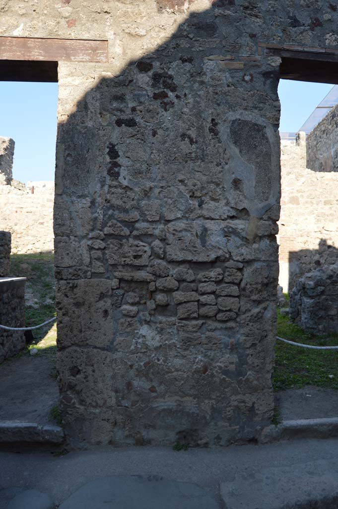 VII.1.44/45 Pompeii. October 2017. Pilaster between entrance doorways.
Foto Taylor Lauritsen, ERC Grant 681269 DÉCOR.