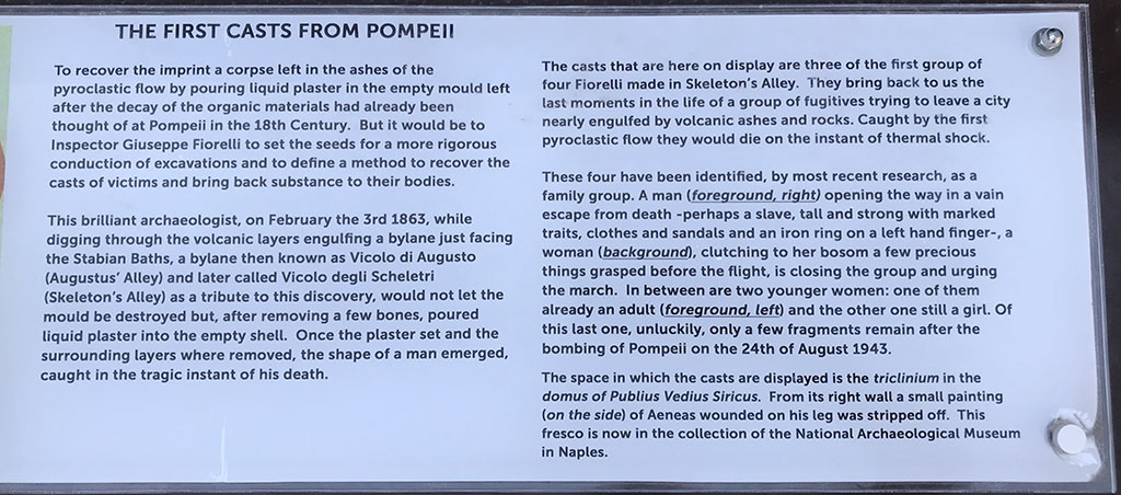 VII.1.47 Pompeii. April 2019. Information card in Room 8. Photo courtesy of Rick Bauer.