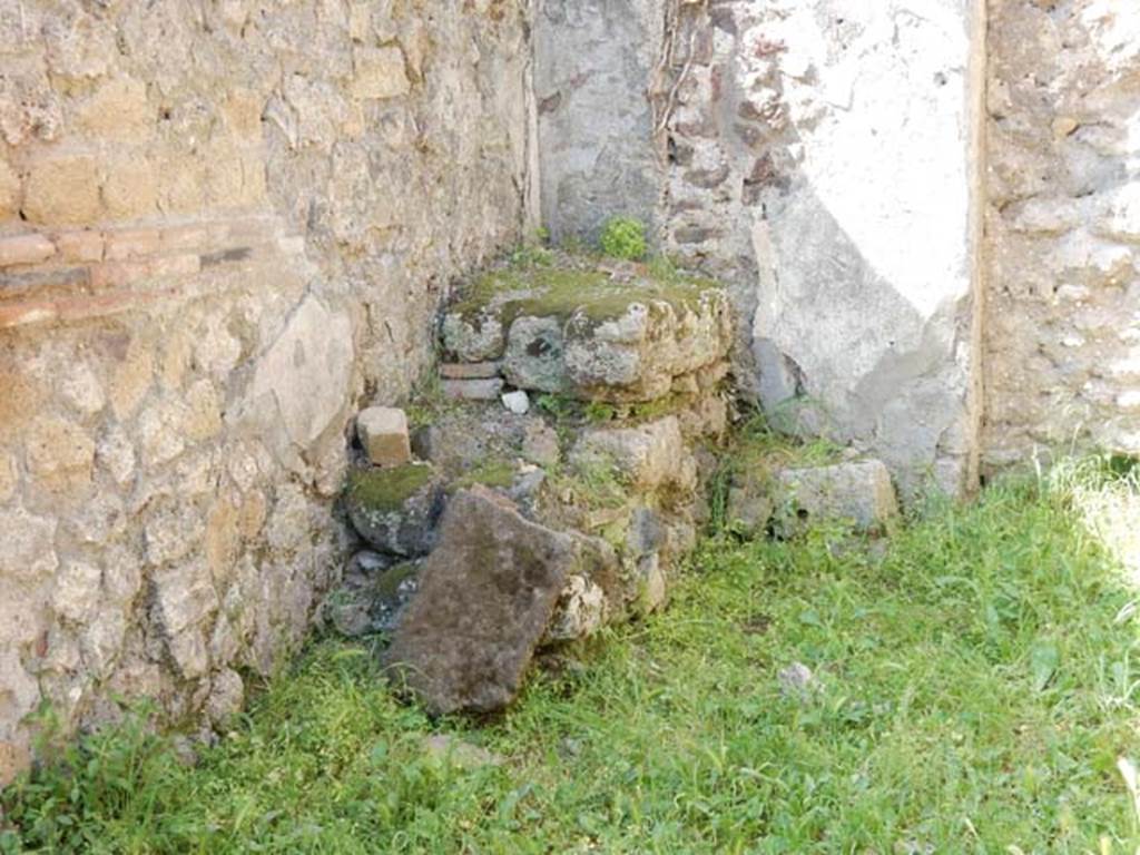 VII.2.13 Pompeii. May 2015. Remains of staircase in the south-west corner.
Photo courtesy of Buzz Ferebee.