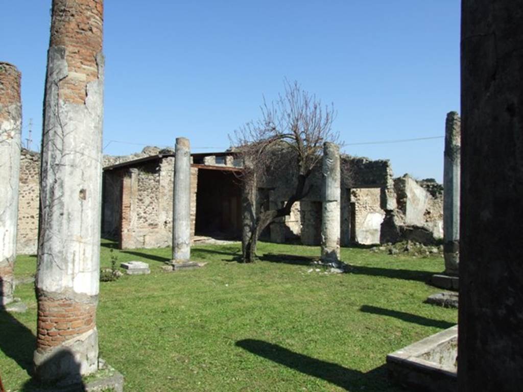 VII.2.16 Pompeii. March 2009.  Looking north-east across peristyle garden from west portico.