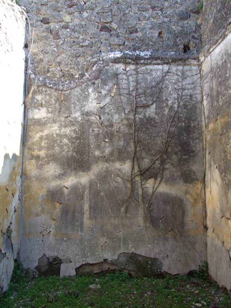 VII.2.18 Pompeii. March 2009. Room 4, east wall of cubiculum.According to Sogliano, on the east wall was a sacred landscape. This showed two altars, a sacred tree surrounded by two columns, between them was a female goddess, Hekate with two torches in her hands.Near her two women and three goats.
See Sogliano, A., 1879. Le pitture murali campane scoverte negli anni 1867-79. Napoli: (p.141, no: 686).