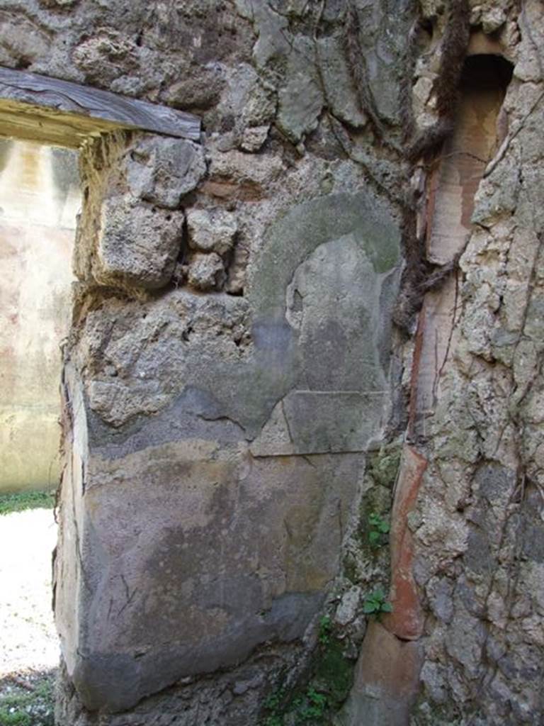 VII.2.20 Pompeii. March 2009. Room 10, remains of downpipe in south-east corner of small room.