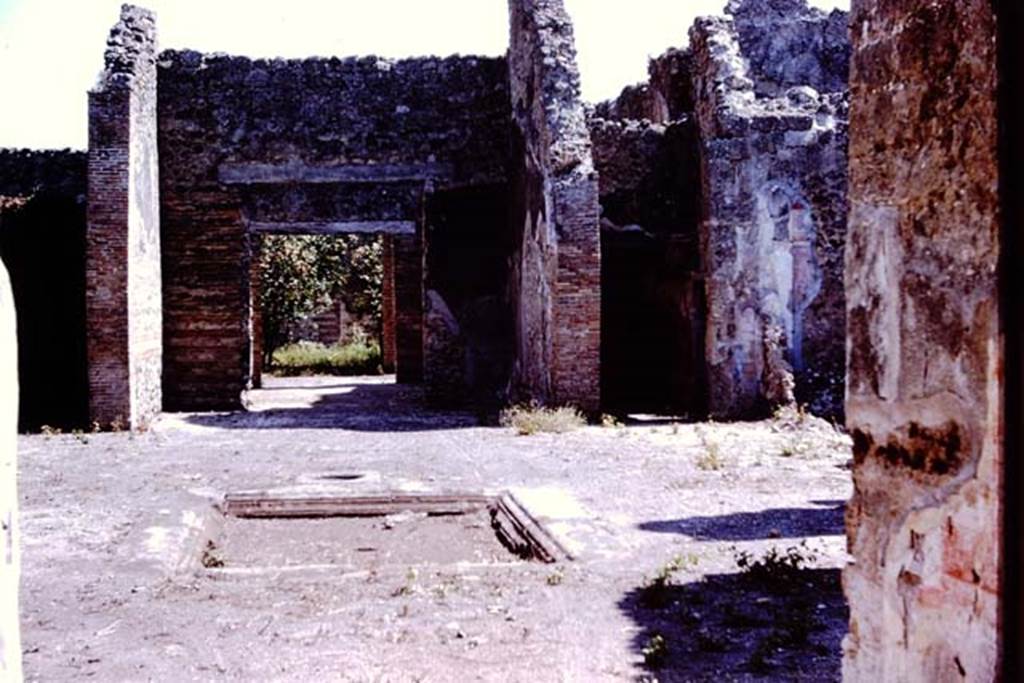 VII.2.20 Pompeii. 1966. Looking south across atrium from end of entrance corridor.  Photo by Stanley A. Jashemski.
Source: The Wilhelmina and Stanley A. Jashemski archive in the University of Maryland Library, Special Collections (See collection page) and made available under the Creative Commons Attribution-Non Commercial License v.4. See Licence and use details.
J66f1011