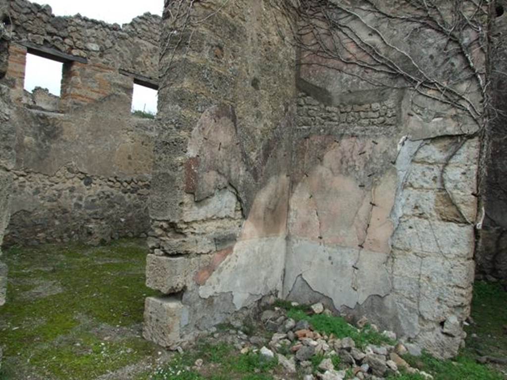 VII.2.20 Pompeii. December 2007. North-east corner of atrium, between doorways to rooms 2 & 3.