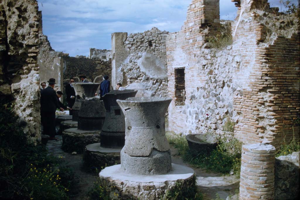 VII.2.22 Pompeii. November 1958. Looking west along north wall of bakery towards entrance. 
Photo courtesy of Rick Bauer.