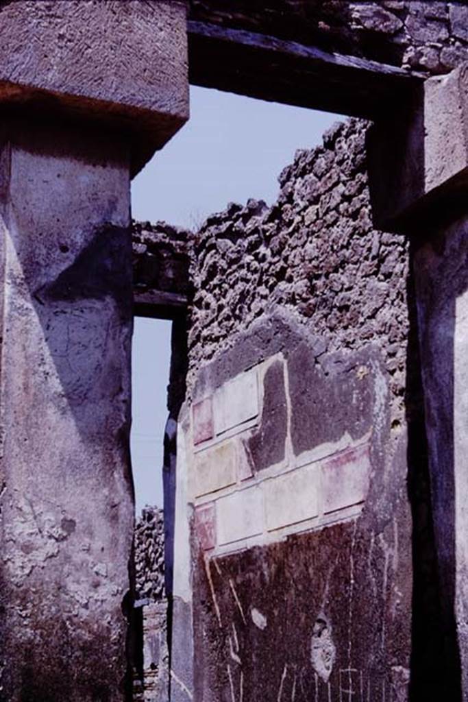 VII.2.51 Pompeii. 1964. Entrance doorway, looking north-east towards the east wall.
Photo by Stanley A. Jashemski.
Source: The Wilhelmina and Stanley A. Jashemski archive in the University of Maryland Library, Special Collections (See collection page) and made available under the Creative Commons Attribution-Non Commercial License v.4. See Licence and use details.
J64f1068