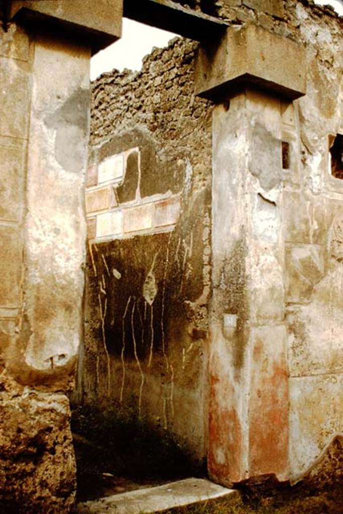 VII.2.51 Pompeii. 1959. Entrance doorway,looking north-east towards the east wall.
Photo by Stanley A. Jashemski.
Source: The Wilhelmina and Stanley A. Jashemski archive in the University of Maryland Library, Special Collections (See collection page) and made available under the Creative Commons Attribution-Non Commercial License v.4. See Licence and use details.
J59f0404