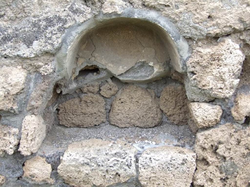VII.3.11 Pompeii. March 2009. Arched niche in west wall of house entrance room.