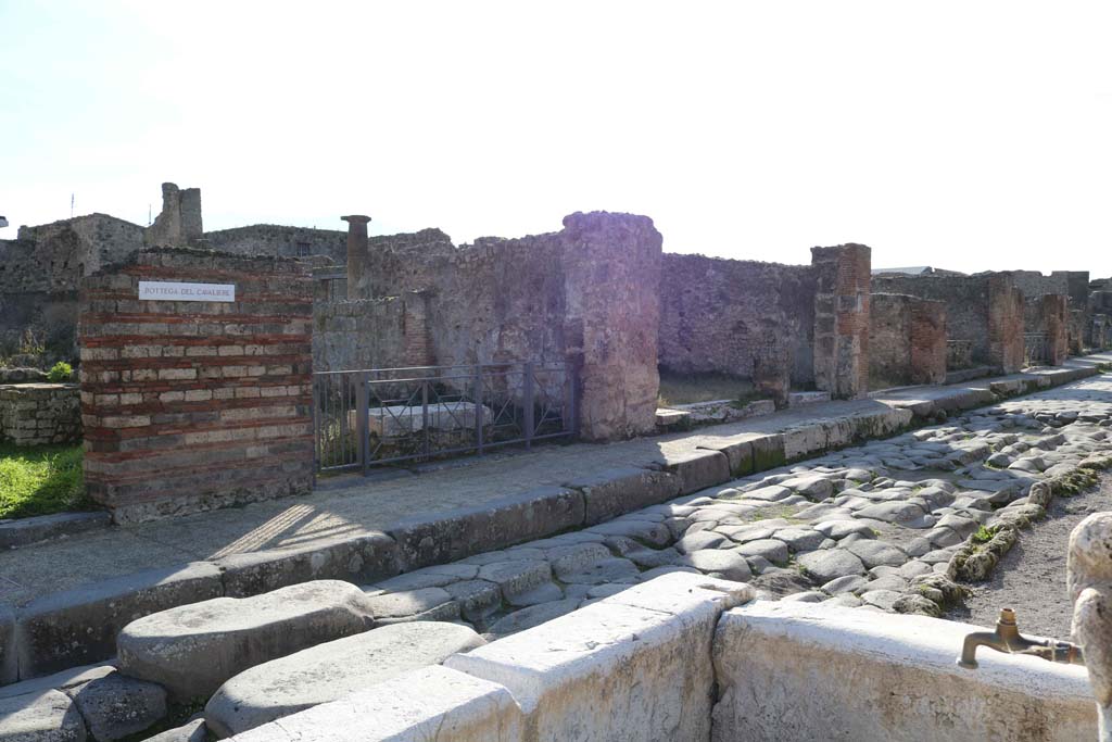 VII.3.13, Pompeii, centre left. December 2018. 
Looking south across Via della Fortuna towards entrance doorway. Photo courtesy of Aude Durand.