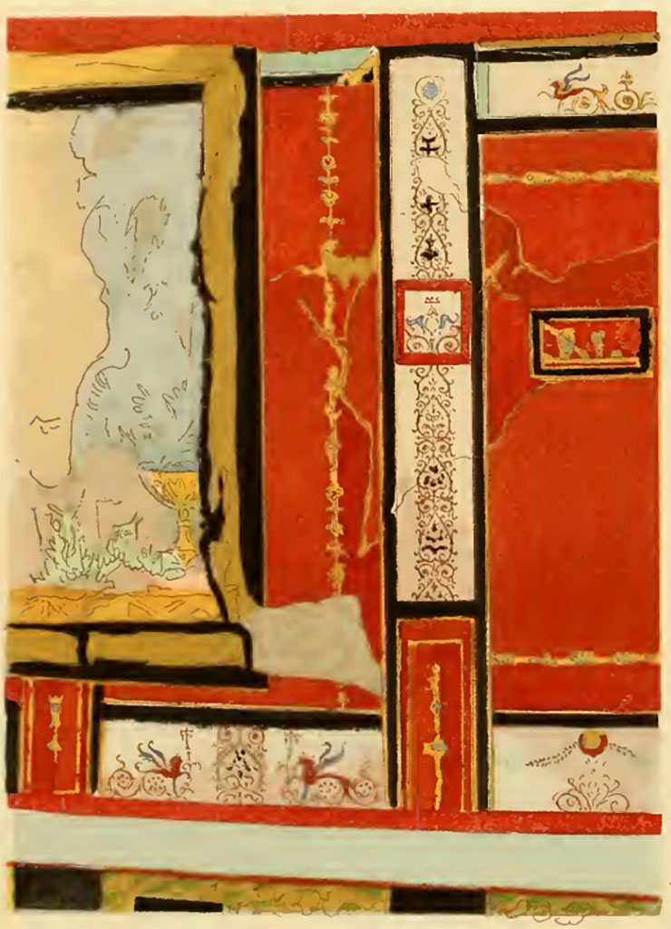 VII.3.30 Pompeii. 1924. 
Painting by Pierre Gusman, of probable north wall of room 6, with window overlooking garden area. 
He described this as either-
XVIII. 1. Chambre d'une maison située rue de la Fortune (Région IV, 4, 62), or
XVIII. 2. Maison de Popidius Priscus (Region. IV. 7. 2. 20)
See Gusman P., 1924. La Décoration Murale de Pompei. Paris : Morancé, pl. XVIII,1 or 2.