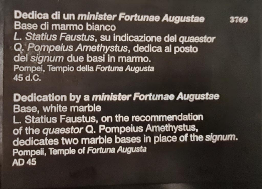 VII.4.1 Pompeii. April 2023. Descriptive card, inv. 3769. Photo courtesy of Giuseppe Ciaramella.