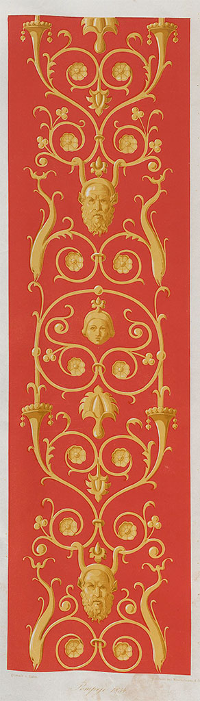 VII.4.31/51 Pompeii. 1834. 
Painting by Zahn, - 
Room 29, forming a border between panels, provenanced from the apsidal exedra on the right of the middle peristyle.
See Zahn, W., 1842-44. Die schönsten Ornamente und merkwürdigsten Gemälde aus Pompeji, Herkulanum und Stabiae: II. Berlin: Reimer, (pl.25).