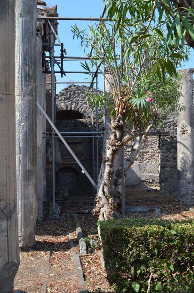 VII.4.31/51 Pompeii. September 2019. 
Looking west along gutter of north peristyle garden towards rooms 39 and 40.
Foto Annette Haug, ERC Grant 681269 DÉCOR.