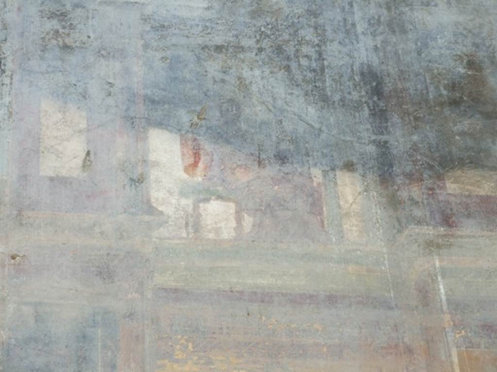 VII.4.31 Pompeii. March 2009. Room 6, painted figure on north end of the upper west wall of the ala.