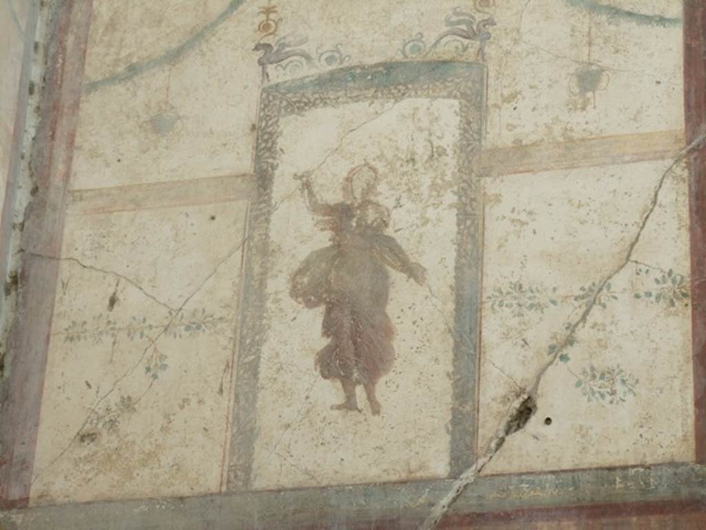 VII.4.31/51 Pompeii. March 2009. Room 12, painted figure at south end of west wall of oecus, (the left side of Danae).