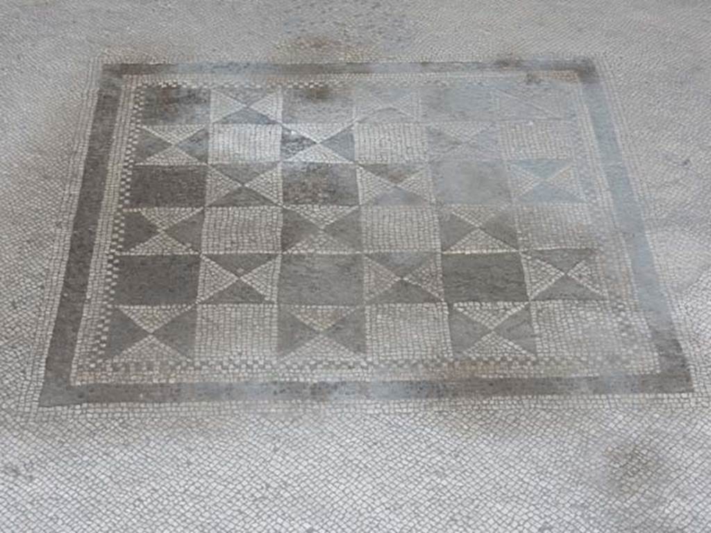 VII.4.48 Pompeii. May 2015. Room 11, central motif in mosaic floor.
Photo courtesy of Buzz Ferebee.