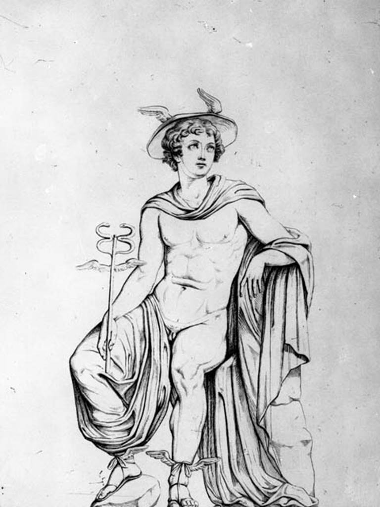 230710 Bestand-D-DAI-ROM-W.0021.jpg
VII.4.48 Pompeii. W.21. Drawing of painting from upper west wall, showing a sitting Mercury. See Real Museo Borbonico, XII, tav 6.
Photo by Tatiana Warscher. With kind permission of DAI Rome, whose copyright it remains. 
See http://arachne.uni-koeln.de/item/marbilderbestand/230710