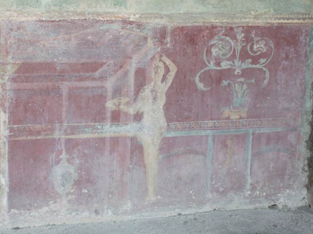 VII.4.48 Pompeii. December 2007. Room 13.   Detail of wall painting in Ala.
