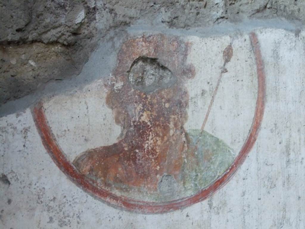 VII.4.48 Pompeii. December 2007. Room 14.  Cubiculum. South wall. East end. Detail of medallion painting of Zeus.