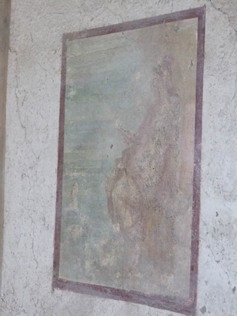 VII.4.48 Pompeii. December 2007. Room 14, cubiculum. North wall. 
Detail of wall painting of Aphrodite fishing, or Venus Pescatrice.