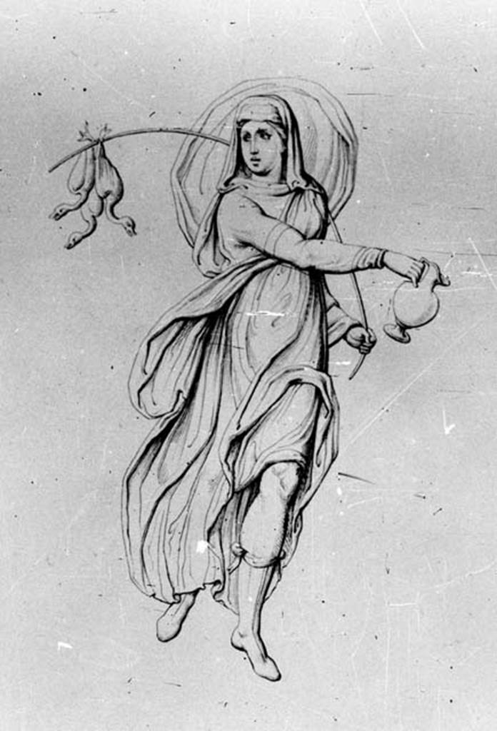 VII.4.48 Pompeii. Detail from W.20. Drawing of vignette of Winter from north wall of atrium.
See Real Museo Borbonico, XII, 1839, tav 18.
Photo by Tatiana Warscher. With kind permission of DAI Rome, whose copyright it remains. 
See http://arachne.uni-koeln.de/item/marbilderbestand/230710