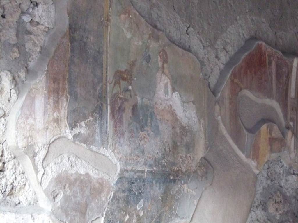 VII.4.48 Pompeii. December 2007. Room 18.   Central wall painting of Actaeon surprising Artemis at her bath.  See Helbig, W., 1868. Wandgemälde der vom Vesuv verschütteten Städte Campaniens. Leipzig: Breitkopf und Härtel. (250)
.