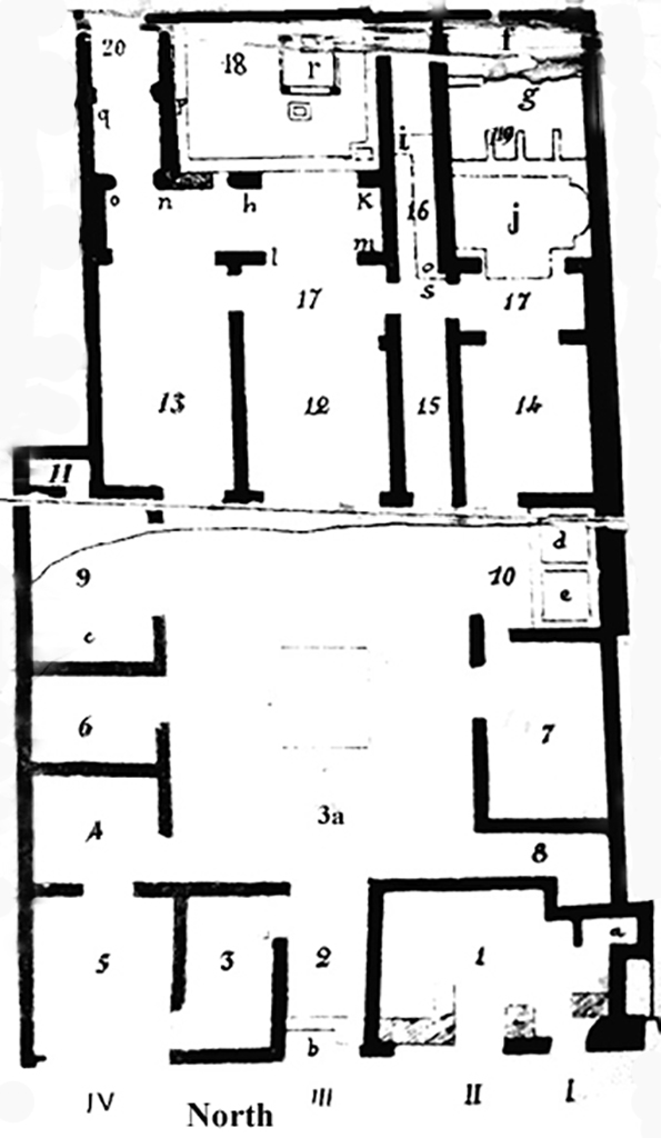 VII.6.1-4 Pompeii. 1910 plan. By Spano.
See Notizie degli Scavi di Antichità, 1910, fig. 1, p. 437.
