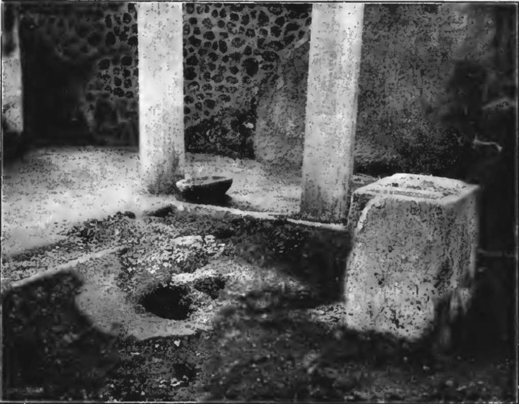 VII.6.28 Pompeii, from Notizie degli Scavi, 1910, p.467, fig.9. View of the peristyle.