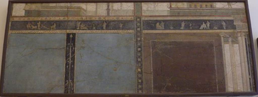 VII.6.28 Pompeii. Found 10th April 1762 in cubiculum 8.  One of four paintings found on the same wall. Wall painting of scenes from stories of Dionysus. See Helbig, W., 1868. Wandgemälde der vom Vesuv verschütteten Städte Campaniens. Leipzig: Breitkopf und Härtel. (569).
See Pagano, M., and Prisciandaro, R., 2006. Studio sulle provenienze degli oggetti rinvenuti negli scavi borbonici del regno di Napoli.  Naples : Nicola Longobardi.  (p.41). Now in Naples Archaeological Museum.  Inventory number 9183.