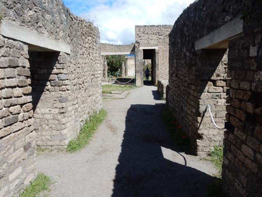 VII.7.2 Pompeii, May 2018. 
Looking north along entrance corridor “a”, with doorway to room “b” on left, and room “c” on right. Photo courtesy of Buzz Ferebee.