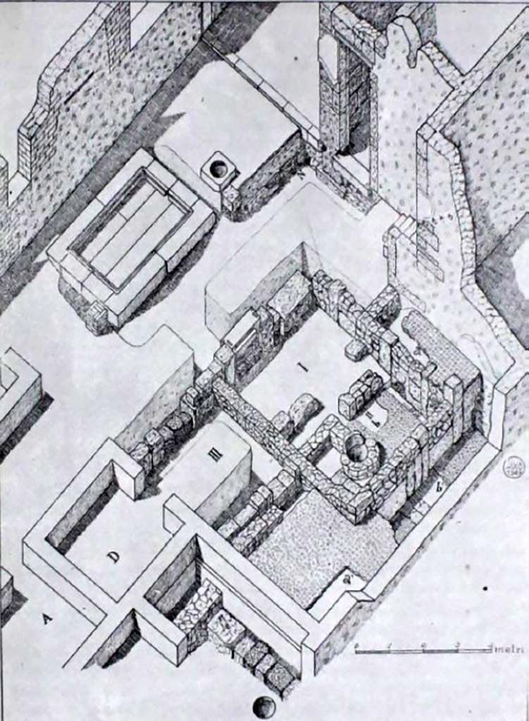 VII.7.2 Pompeii. Drawing of rooms on east side of atrium with impluvium.
See Notizie degli Scavi di Antichità, 1942, (p.409).
