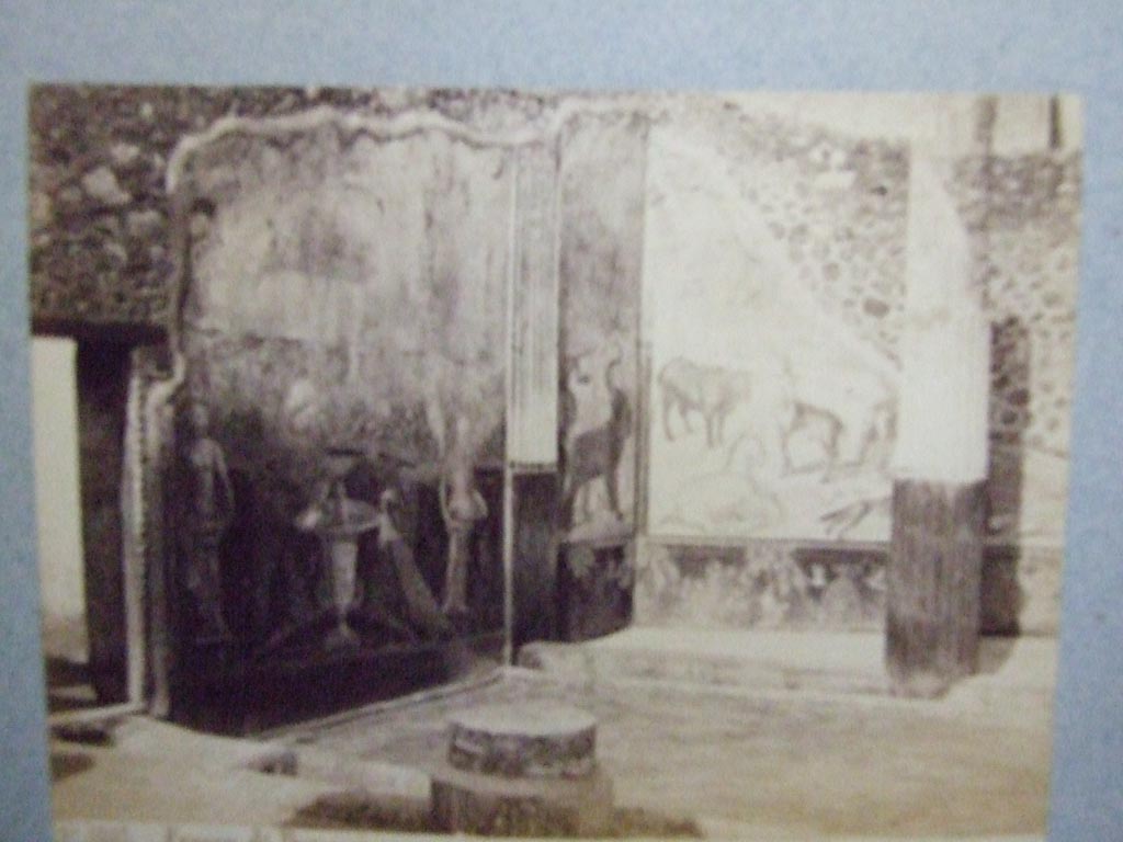 VII.7.10 Pompeii. Old undated 19th century photograph showing west and north wall before the 1943 bombing. 
Courtesy of Society of Antiquaries. Fox Collection.