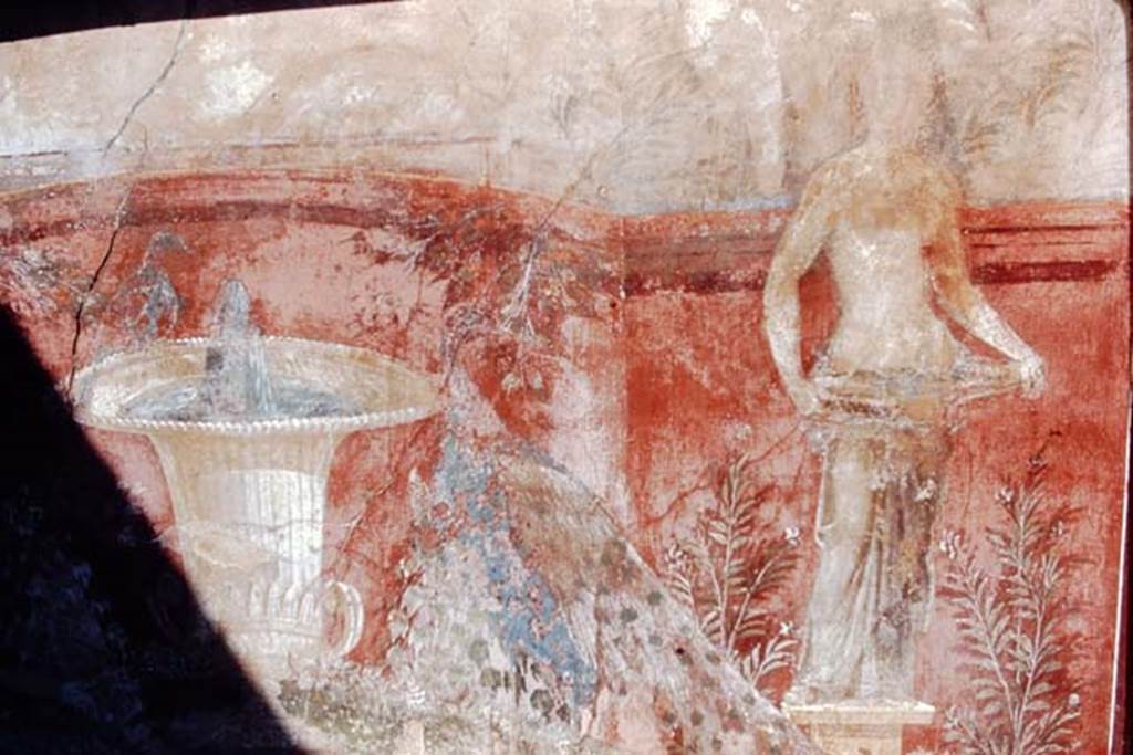VII.7.10 Pompeii. 1968. Detail from painted decoration on west wall. Photo by Stanley A. Jashemski.
Source: The Wilhelmina and Stanley A. Jashemski archive in the University of Maryland Library, Special Collections (See collection page) and made available under the Creative Commons Attribution-Non Commercial License v.4. See Licence and use details.
J68f0987